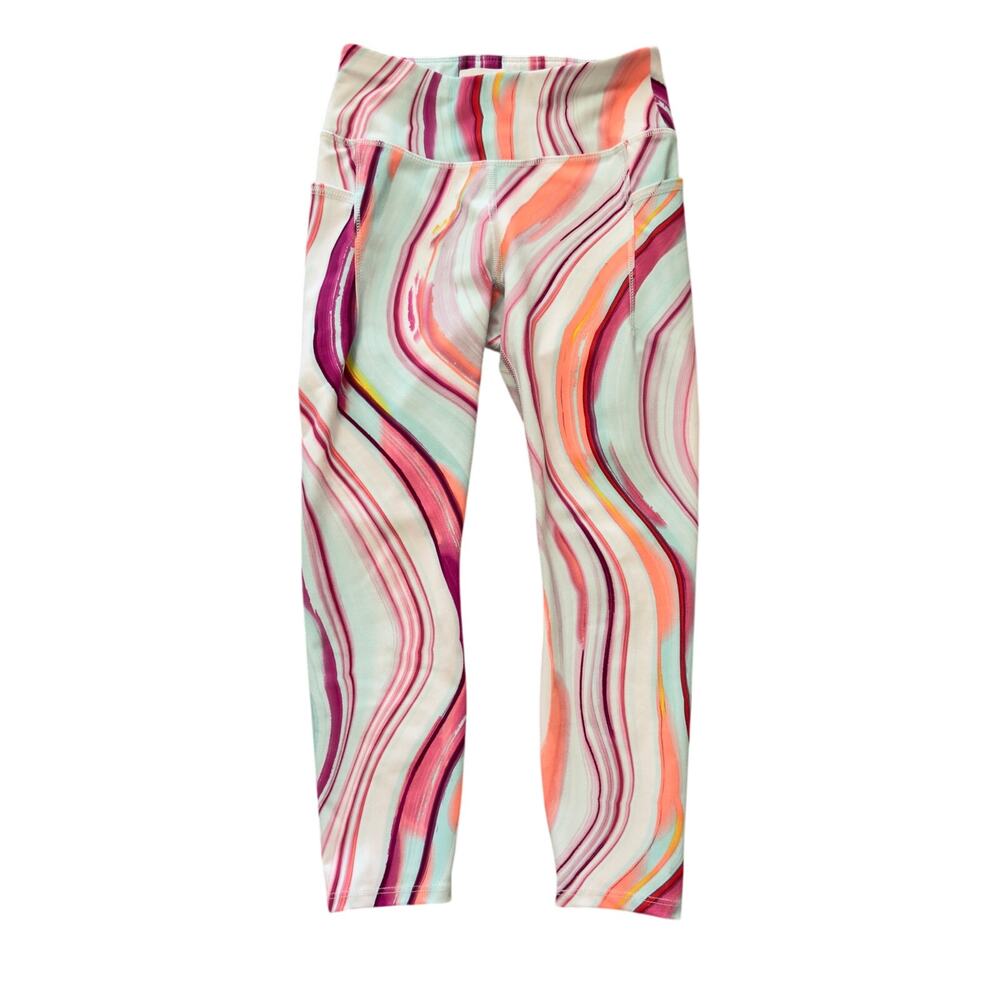 Avia Girls Cropped Leggings Multicolor Marble Print Size M (7-8)